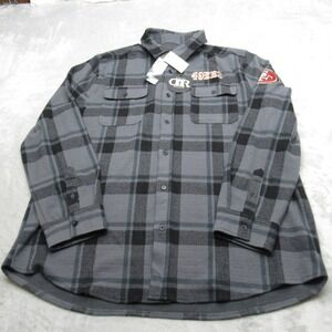 SF 49ers x Darius Rucker Flannel‎ Shirt Mens Large Tall Gray Plaid NFL Soft NEW